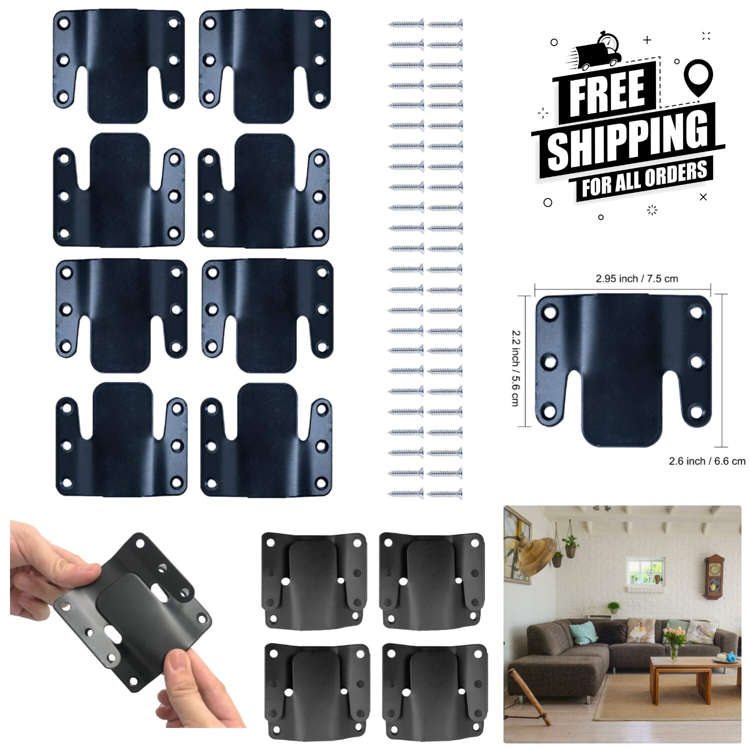 8-Piece L-Shaped Sectional Sofa Connectors with Easy Assembly -  Quality