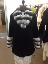Empress Chinchilla Sheard Black Mink 32" Stroller Coat Brand New Saks 5th