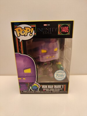 Funko POP Infinity Saga Iron Man Mark 1 Blacklight #1405 Rare Exclusive Marvel 