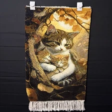 Pictorial Rug Kittens Hand Knotted w/Silk 289KPSI 25”x17” w/Rug Hangers