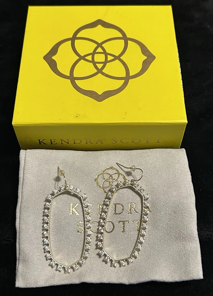 Pendientes colgantes Kendra Scott Elle marco abierto cristal tono dorado “con caja y bolsa” Foto 4 de 4