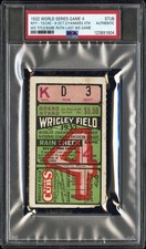 1932 WORLD SERIES GAME 4 TICKET YANKEES 4TH TITLE/BABE RUTH#7 & LAST WS GAME PSA