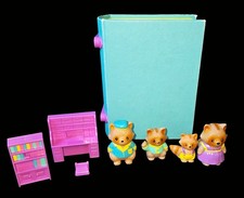 Vintage 1993 Takara Playmates Raccoon Furry Families Playhouse Book, Figures