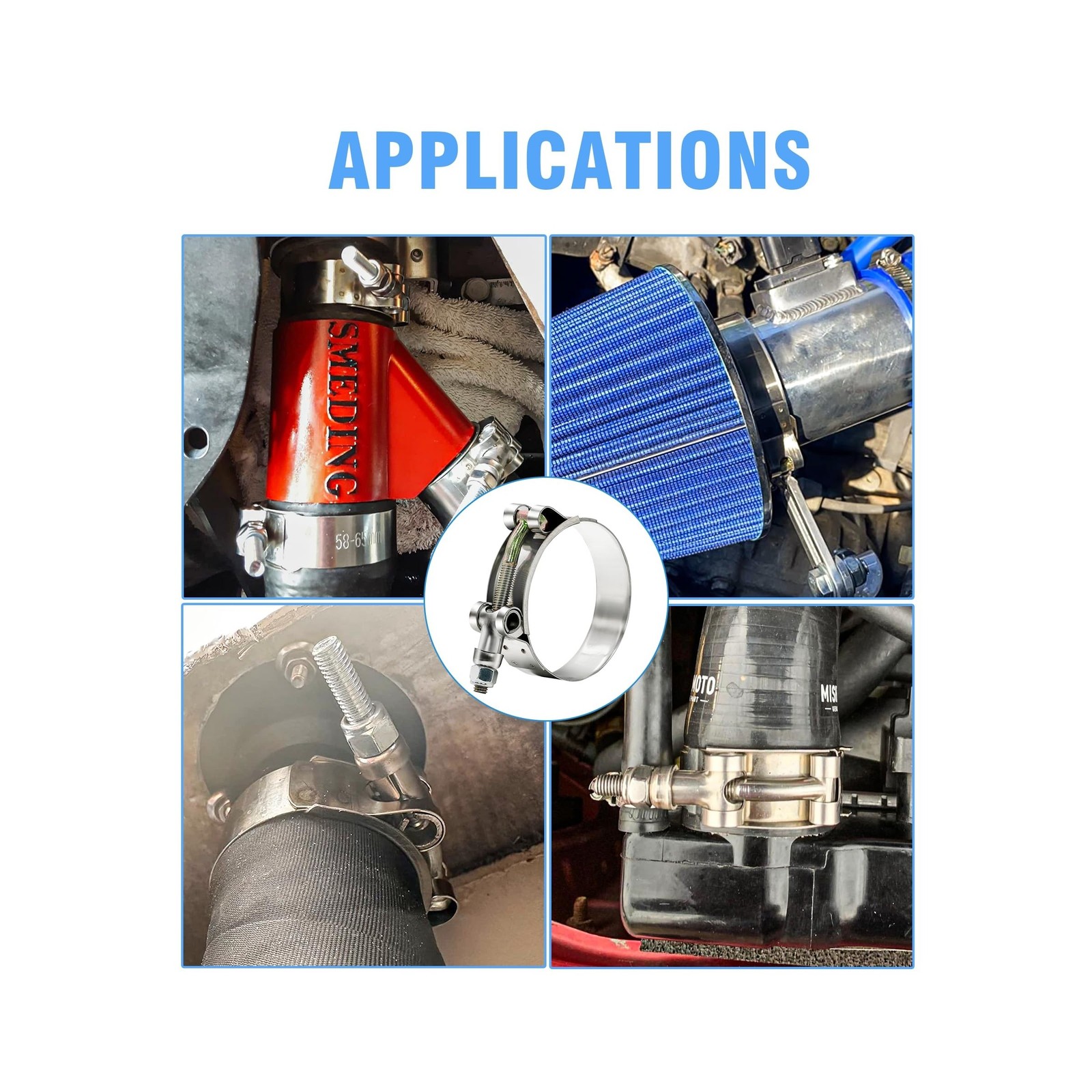 12pcs Hose Clamp Set, PEROMI T-bolt Radiator Heavy Duty Hose Clamps 6 Size 3/...