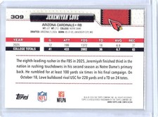 2026 Topps Aqua Foil #309 Jeremiyah Love RC Arizona Cardinals NM