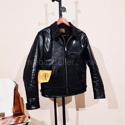 Vegetable Tanned Horsehide Classic 1930s Men's Genuine Leather Biker Jacket