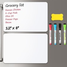 2 Pack Magnetic Dry Erase Board Sheet for Fridge, 12"x8" 12 x 8 Inches, White