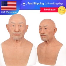Silicone Old Man Masks Realistic Face Head Wear Male Disguise Cosplay Costume