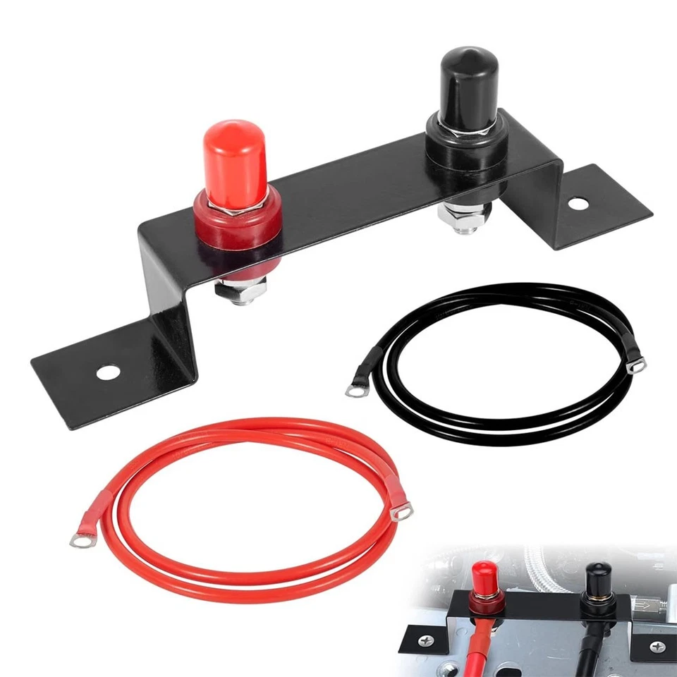 Battery Jump Post Relocation Kit Remote Battery Terminals Charging Post Bracket  - Image 2 of 4