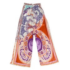 Boho Paisley Print Palazzo Pants Wide Leg High Waist Lounge Pants SMALL NEW
