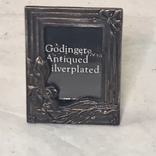 Godinger Antiqued Silverplated Mini Picture Frame Rectangle Shape Floral  3"x2"