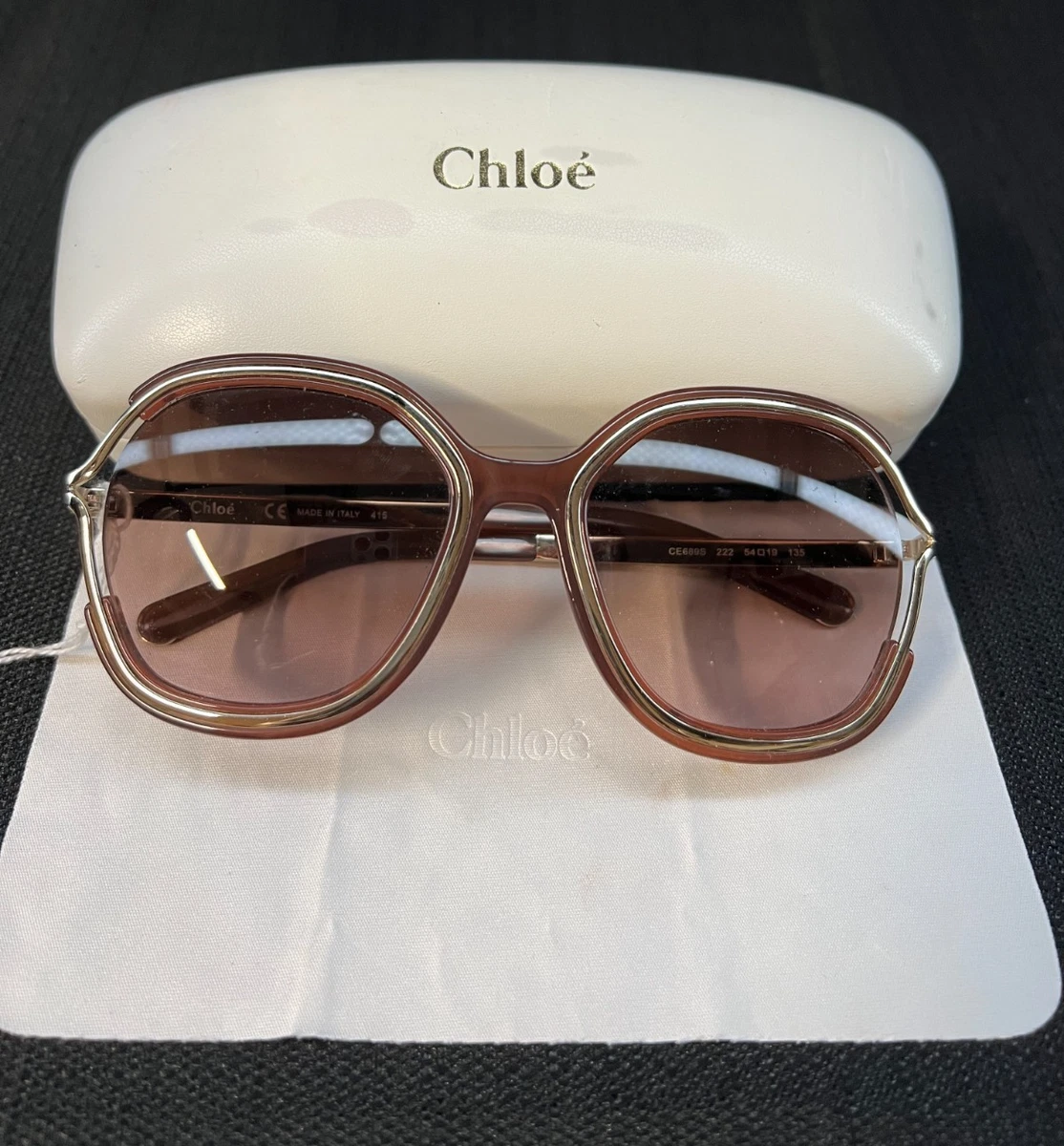 Chloe CE689S Sunglasses Oversized Brown Gold Pink Desert Rose