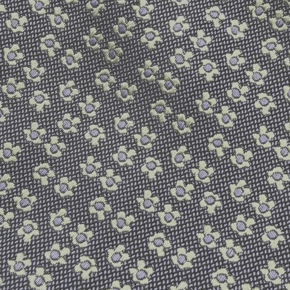 Charvet Place Vendome Men's Silk Tie Purple with Silver Flowers 3.75" x 59" - Image 2 of 4
