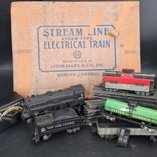 Vintage Louis Marx Co Streamline Steam Type Electric Train Set Orig Box HTF