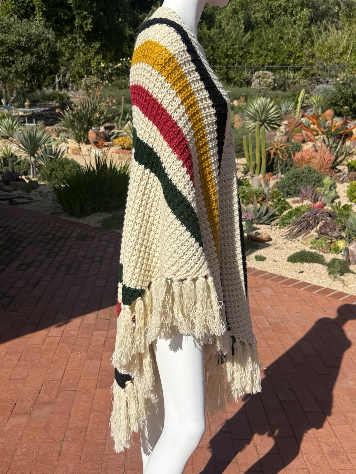 Pendleton Shawl Wrap Blanket Striped Tassels Acry… - image 5