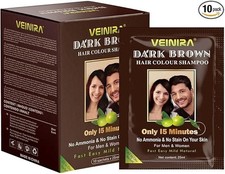 Veinira Dark Brown Hair Dye Shampoo Man Womens  for Natural hair & Beard colour