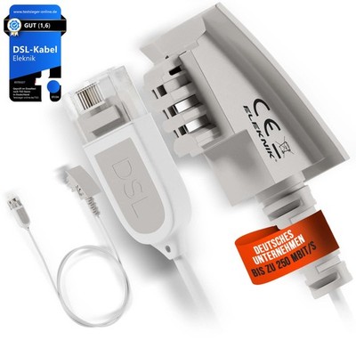 DSL Cable | 0.25m, White - High Speed VDSL 250 Mbps, TAEF to RJ45, Rugged I...