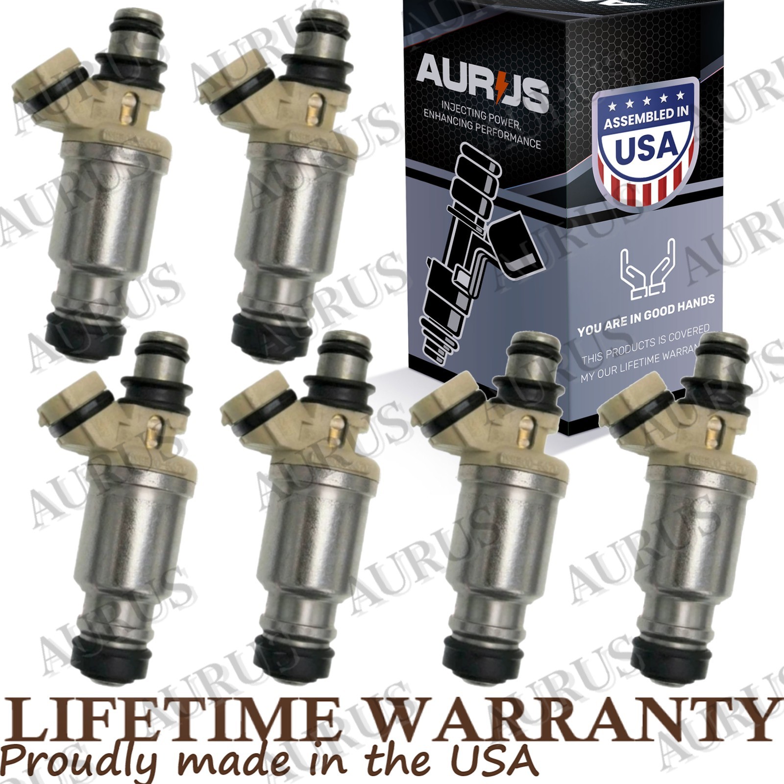 Aurus OEM Set of 6 Fuel Injectors for 1995-1996 Mitsubishi Montero 3.0L V6 195500-5670 — view 1