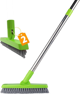 2 Pack Grout Brush with Long Handle, Swivel Cleaning Grout Line Scrubber - Durab