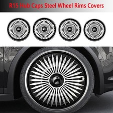 4pcs 15inch Wheel Cover Snap On Full Hub Caps Fit For R15 Tire Steel Rim Abs