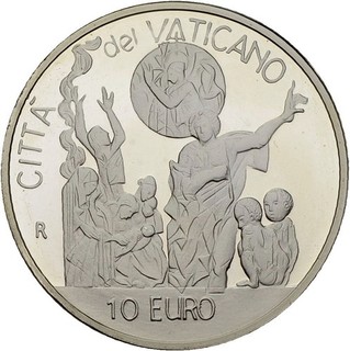 PRAGER: Vatikan 10 Euro 2002 Friede Gerechtigkeit Vergebung Silber[1188]@hp#k