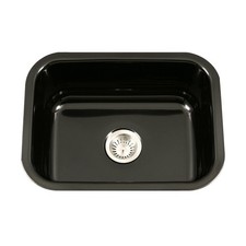 Houzer PCS-2500 BL Porcela Undermount Rectangular Single Kitchen Sink In Black