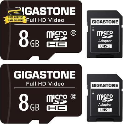 8GB Micro SD Card 2-Pack, Full HD Video, Surveillance Security Cam Action Camera