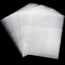 100 Sheets Currency Pages - 3 100 Sheets 3 Pockets/Sheet , Transparent