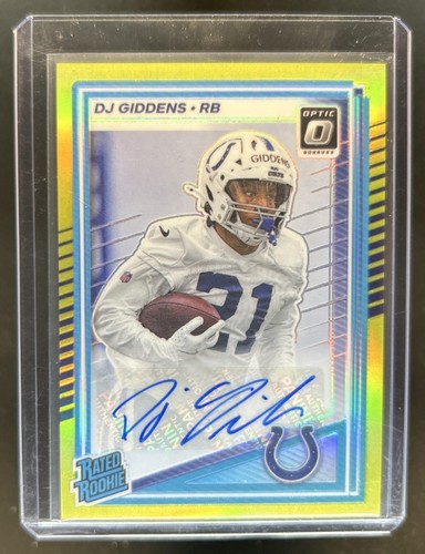 2025 Panini Donruss Optic DJ Giddens Rated Rookie Auto Neon Yellow Prizm #/99