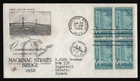 #1109 3c Mackinac Bridge-Blk 4, Art Craft-to Canada FDC **ANY 5=FREE SHIPPING**