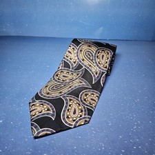 Vintage Kuppenheimer Black Gold Blue Paisley Silk Tie