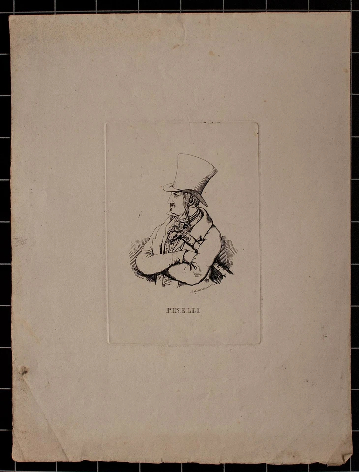 Bartolomeo Pinelli Künstlerporträt Klassizismus sign Kupferstich Anfang 19 Jhd - Bild 2 von 3