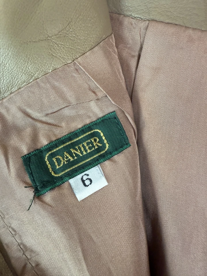 Falda Danier para mujer 6 cuero negro tostado forrado a lápiz clásica oficina carrera 24 pulgadas Foto 4 de 4