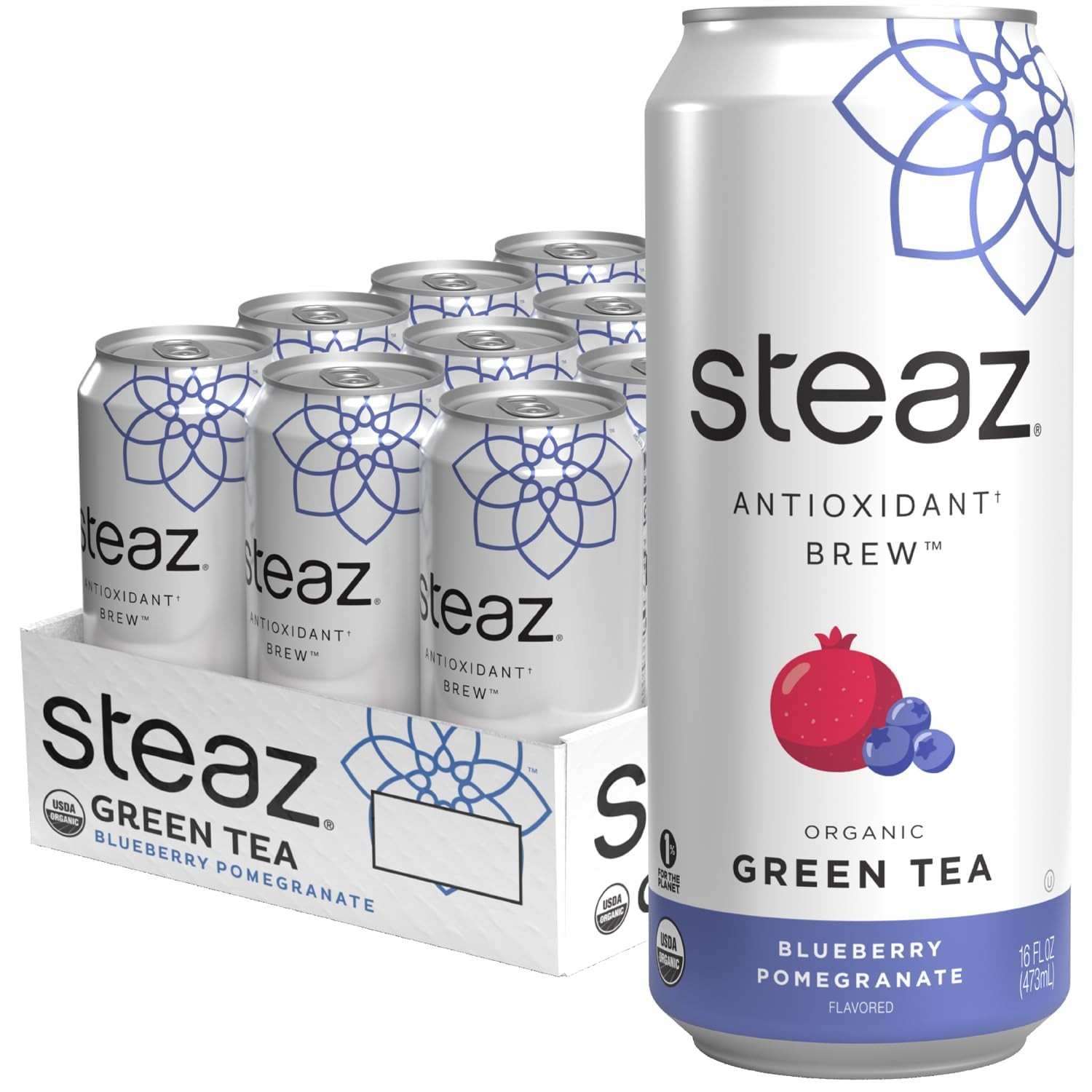 Z Organic Lightly Sweetened Iced Green Tea, Blueberry Pomegr