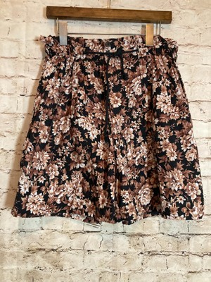 Vintage Energie Shorts Womens Large Black & Brown Floral Cinch Waist Pockets