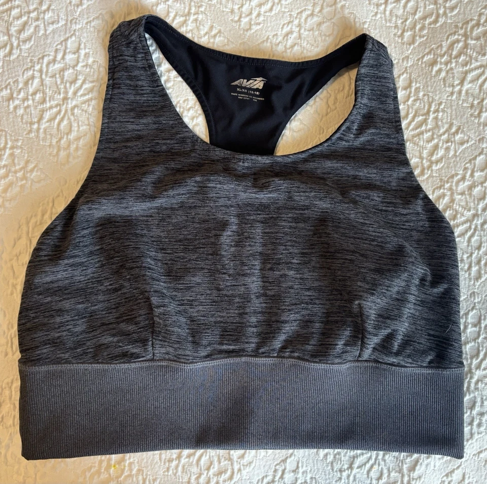 (x3) AVIA Women's Sports Bras, Size XL/XG (16-18) T-Strap (2 gray + 1 maroon) - Image 3 of 4