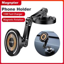 15W Magnetic Car Phone Holder Mount Wireless Charger, 360  Rotation, USB-C