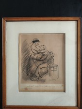 Dessin original de Francisque POULBOT encadré - Montmartre