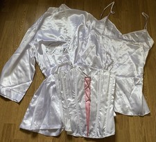 Dreamgirl Bridal Lingerie Night Time Set Corset, Satin Chemise and Gown Size 8