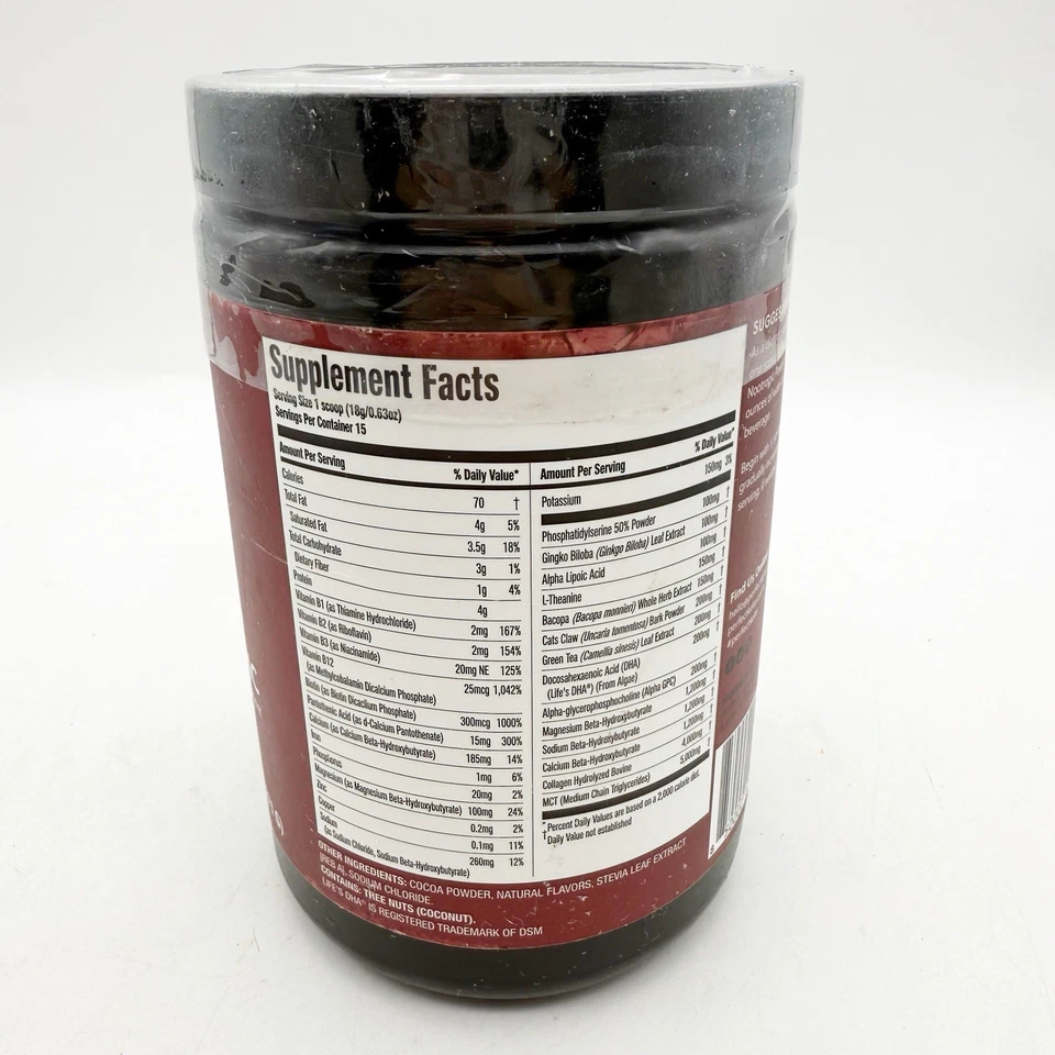 perfectketo chocolate nootropic exogenous ketone herbal 9.5 Oz Chocolate BB 6/26 - Image 2 of 2