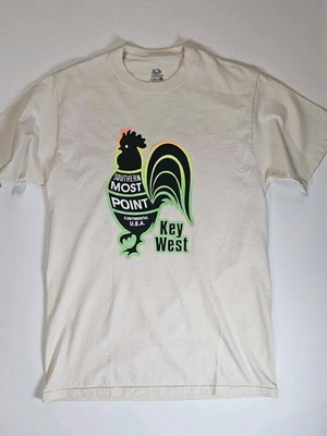 Fruit Of The Loom Key West T-Shirt Mens Medium Beige Green Southern Most Point