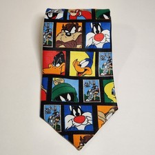 Vintage 1997 LOONEY TUNES USPS Stamp Collection Tie - Bugs Bunny Daffy Duck USA