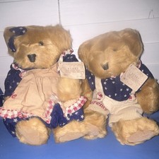 Bears From The Past Brown Plush Bear Set Patriotic Star Clothing Lot of 2