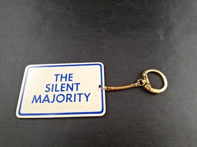 Vtg 1980's American Flag SILENT MAJORITY Patriotic Keychain Key Ring *5-1G
