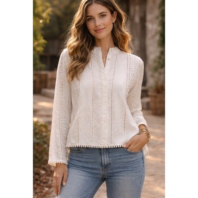 New Industry Republic Eyelet Lace Blouse Sz M Delicate Coastal Romantic Boho Top