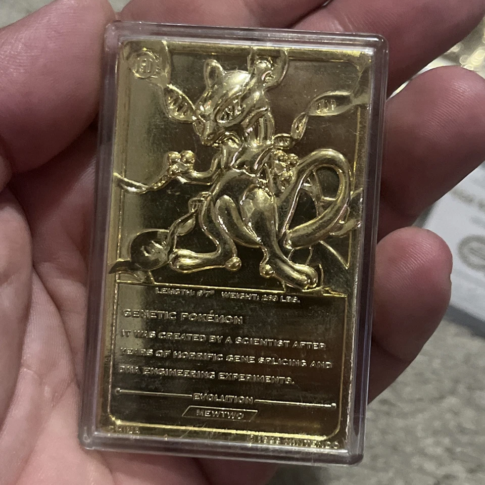 Tarjeta Burger King 1999 Pokemon MEWTWO 23k chapada en oro con certificado de auténtica Foto 3 de 4