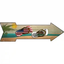 US and California Flag Flip Flop Novelty Metal Arrow Sign