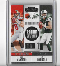 Baker Mayfield Sam Darnold 2018 Panini Contenders Round Numbers Rookie Card RC. rookie card picture