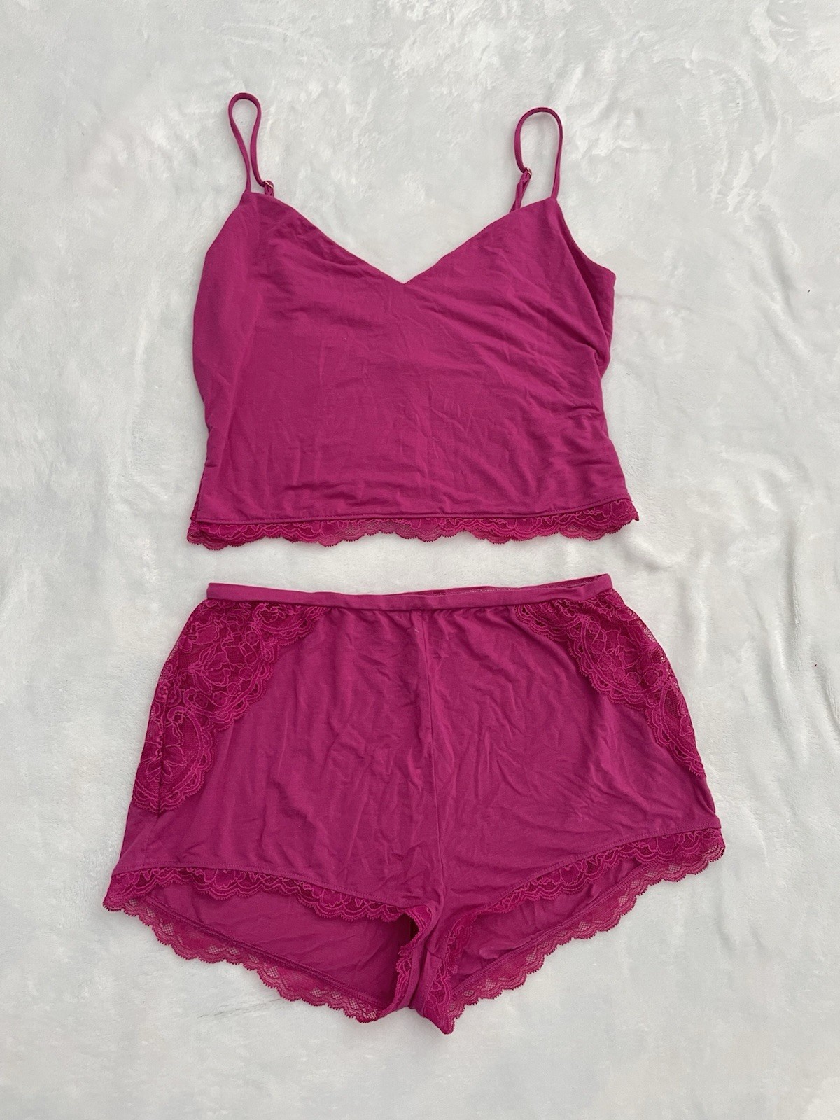 Victoria's Secret 2 Piece PJ Set Women's S Pink Lace Feminine Romantic Lingerie