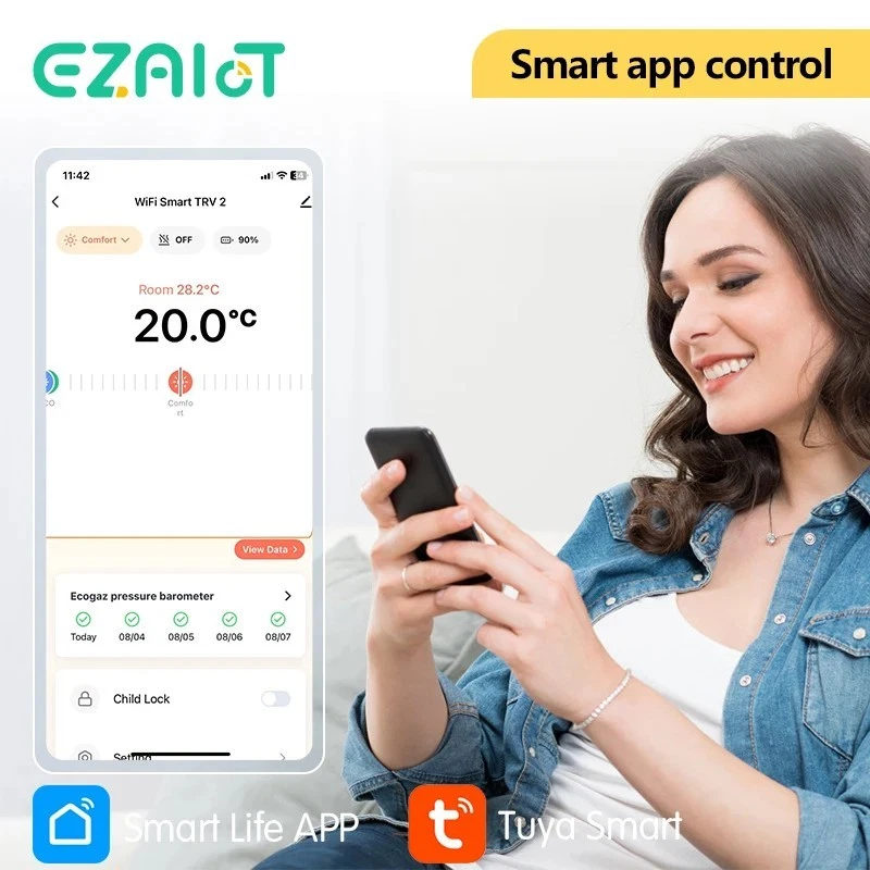 Tuya ZigBee Smart TRV Thermostat Heizkörperventil Temperaturregler Alexa Google - Bild 2 von 4